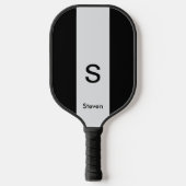 Monogram Two Tone Modern Black and Light Gray Pickleball Schläger (Vorderseite)