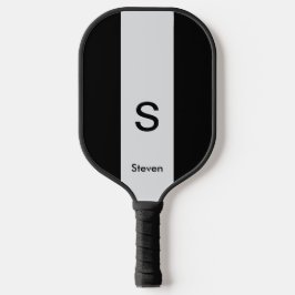 Monogram Two Tone Modern Black and Light Gray Pickleball Schläger