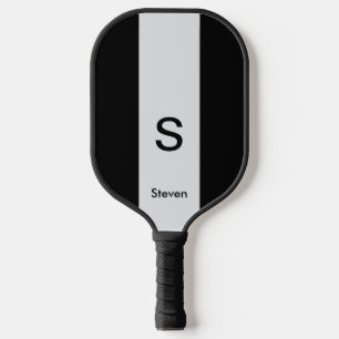 Monogram Two Tone Modern Black and Light Gray Pickleball Schläger