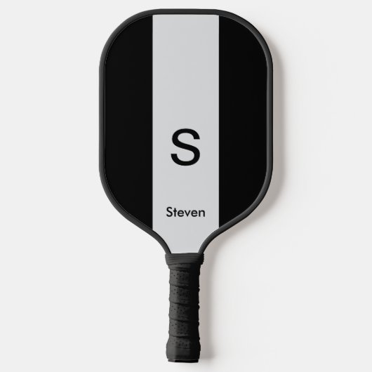 Monogram Two Tone Modern Black and Light Gray Pickleball Schläger (Rückseite)