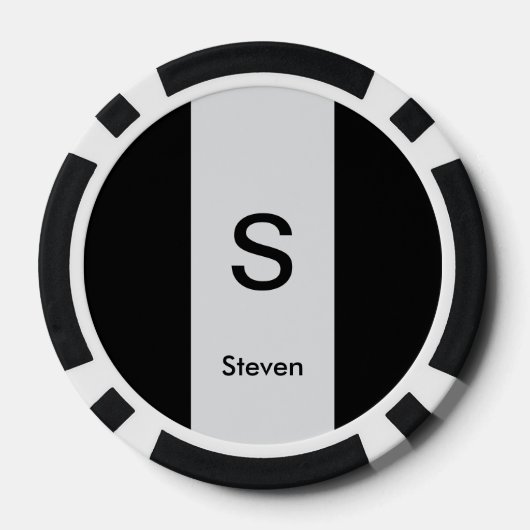 Monogram Two Tone Modern Black and Light Gray Pokerchips (Rückseite)