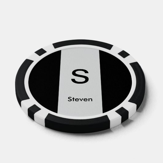 Monogram Two Tone Modern Black and Light Gray Pokerchips (Einzeln)
