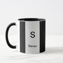 Monogram Two Tone Modern Black and Light Gray Tasse