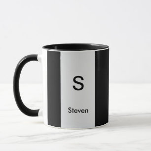 Monogram Two Tone Modern Black and Light Gray Tasse