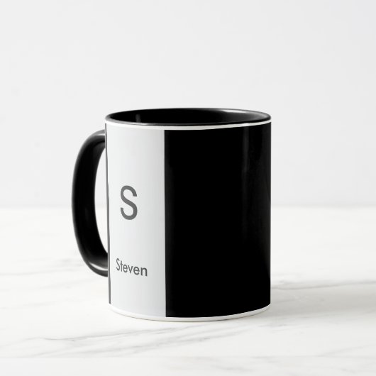 Monogram Two Tone Modern Black and Light Gray Tasse (Vorderseite Links)