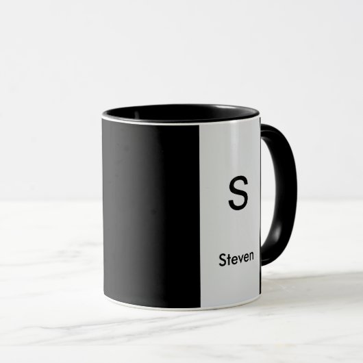 Monogram Two Tone Modern Black and Light Gray Tasse (VorderseiteRechts)