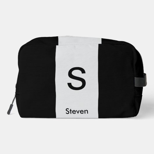 Monogram Two Tone Modern Black and Light Gray Waschbeutel (Rückseite)