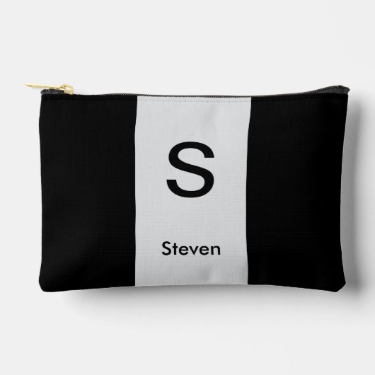 Monogram Two Tone Modern Black and Light Gray Zubehörtasche (Vorderseite)