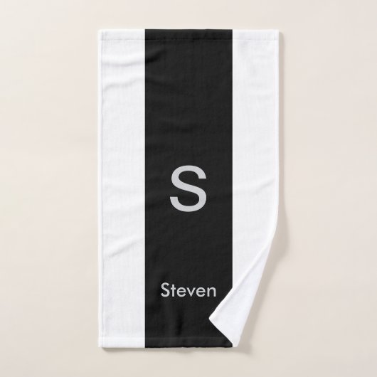 Monogram Two Tone Modern Black and White Badhandtuch Set (Handtuch)