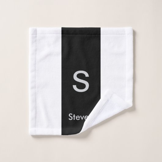 Monogram Two Tone Modern Black and White Badhandtuch Set (Waschlappen)