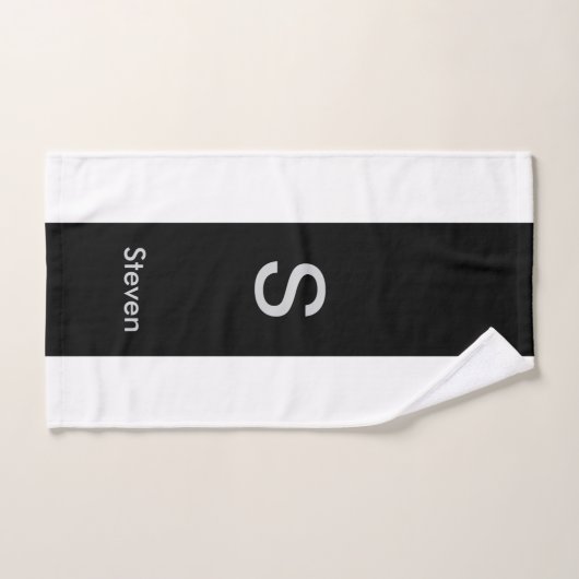 Monogram Two Tone Modern Black and White Badhandtuch Set (Handtuch)