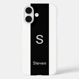 Monogram Two Tone Modern Black and White iPhone 16 Hülle
