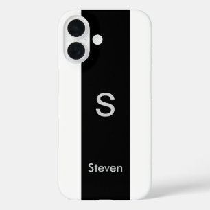 Monogram Two Tone Modern Black and White iPhone 16 Hülle