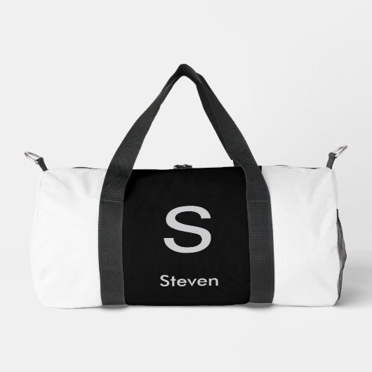 Monogram Two Tone Modern Black and White Duffle Bag (Vorderseite)