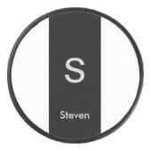 Monogram Two Tone Modern Black and White Eishockey Puck (Vorderseite)