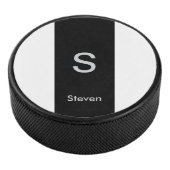 Monogram Two Tone Modern Black and White Eishockey Puck (3/4)