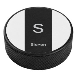 Monogram Two Tone Modern Black and White Eishockey Puck