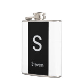 Monogram Two Tone Modern Black and White Flachmann (Links)