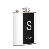 Monogram Two Tone Modern Black and White Flachmann (Rechts)