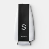 Monogram Two Tone Modern Black and White Flaschenkühler (Vorderseite)