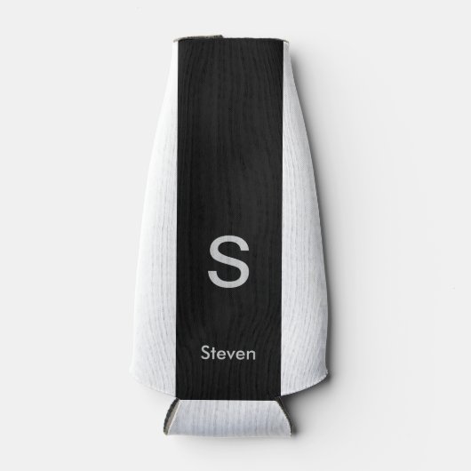 Monogram Two Tone Modern Black and White Flaschenkühler (Vorderseite)