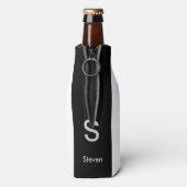 Monogram Two Tone Modern Black and White Flaschenkühler (Flasche Rückseite)