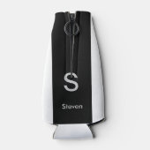 Monogram Two Tone Modern Black and White Flaschenkühler (Rückseite)