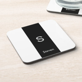 Monogram Two Tone Modern Black and White Getränkeuntersetzer