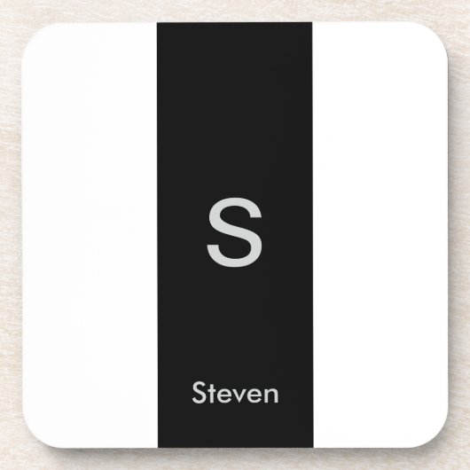 Monogram Two Tone Modern Black and White Getränkeuntersetzer (Vorderseite)