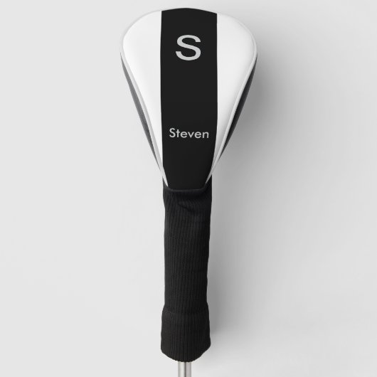 Monogram Two Tone Modern Black and White Golf Headcover (Vorderseite)