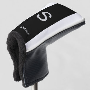 Monogram Two Tone Modern Black and White Golf Headcover