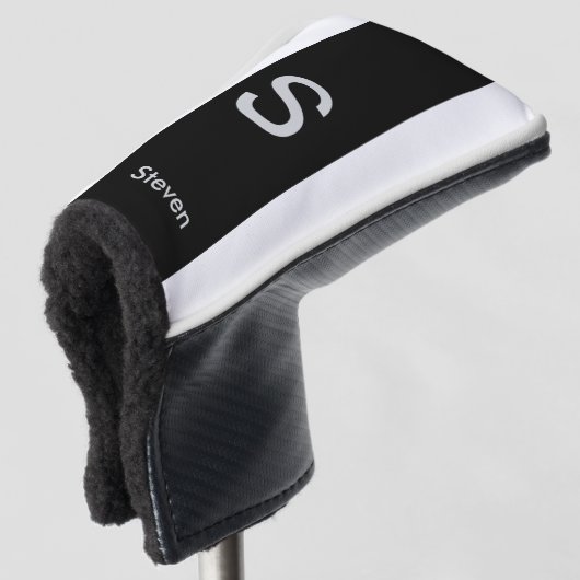 Monogram Two Tone Modern Black and White Golf Headcover (3/4 Vorderseite)