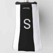 Monogram Two Tone Modern Black and White Golf Headcover (Rotieren 90)