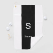 Monogram Two Tone Modern Black and White Golfhandtuch (Insitu)