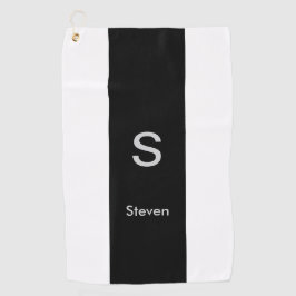 Monogram Two Tone Modern Black and White Golfhandtuch
