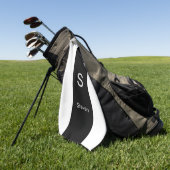 Monogram Two Tone Modern Black and White Golfhandtuch (Gras)