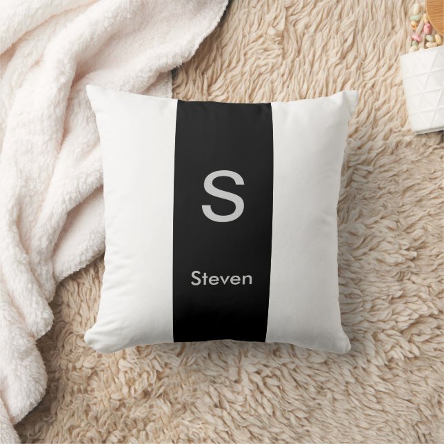 Monogram Two Tone Modern Black and White Kissen (Decke)