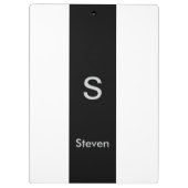Monogram Two Tone Modern Black and White Klemmbrett (Rückseite)