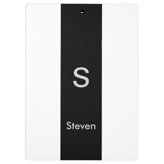 Monogram Two Tone Modern Black and White Klemmbrett (Rückseite)