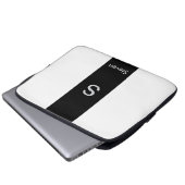 Monogram Two Tone Modern Black and White Laptopschutzhülle (Vorne Knopf)