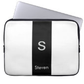 Monogram Two Tone Modern Black and White Laptopschutzhülle (Vorderseite)