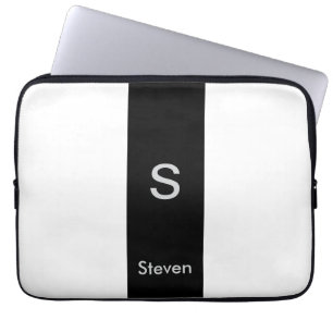 Monogram Two Tone Modern Black and White Laptopschutzhülle