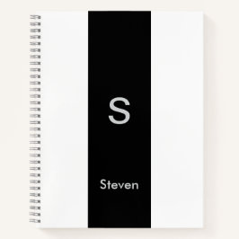 Monogram Two Tone Modern Black and White Notizblock