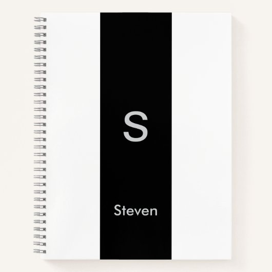 Monogram Two Tone Modern Black and White Notizblock (Vorderseite)