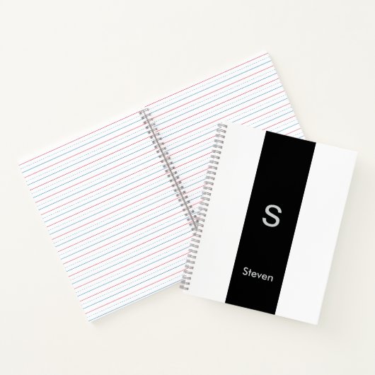 Monogram Two Tone Modern Black and White Notizblock (Innenseite)