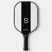 Monogram Two Tone Modern Black and White Pickleball Schläger (Rückseite)