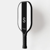 Monogram Two Tone Modern Black and White Pickleball Schläger (Links)