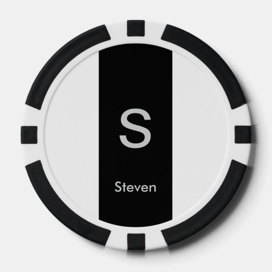 Monogram Two Tone Modern Black and White Pokerchips (Vorderseite)