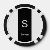 Monogram Two Tone Modern Black and White Pokerchips (Rückseite)