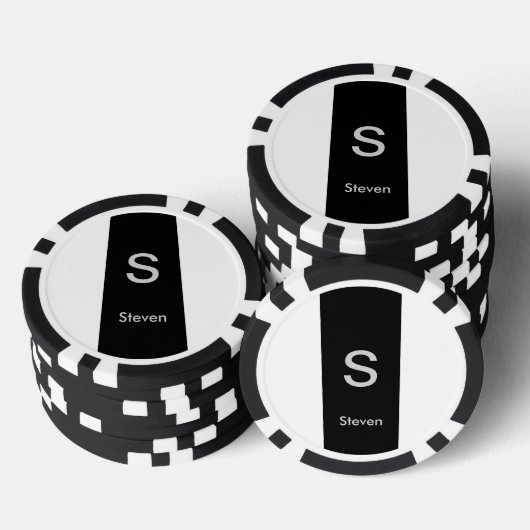 Monogram Two Tone Modern Black and White Pokerchips (Stapel)